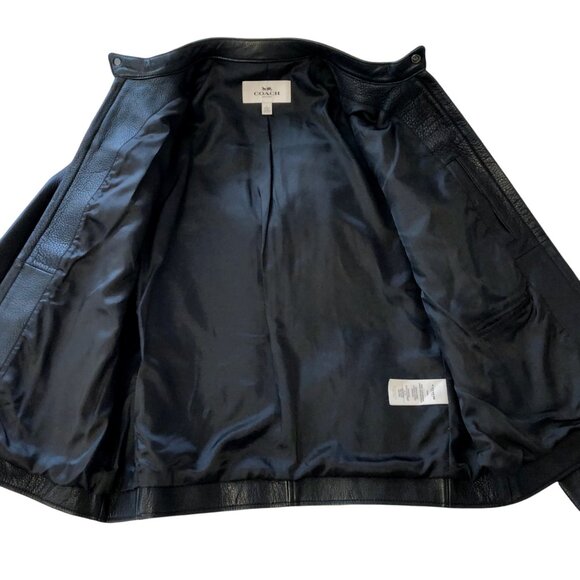 Coach Leather Racer Jacket F86594 BLACK LARGE - Picture 7 of 10